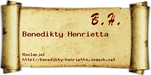 Benedikty Henrietta névjegykártya
